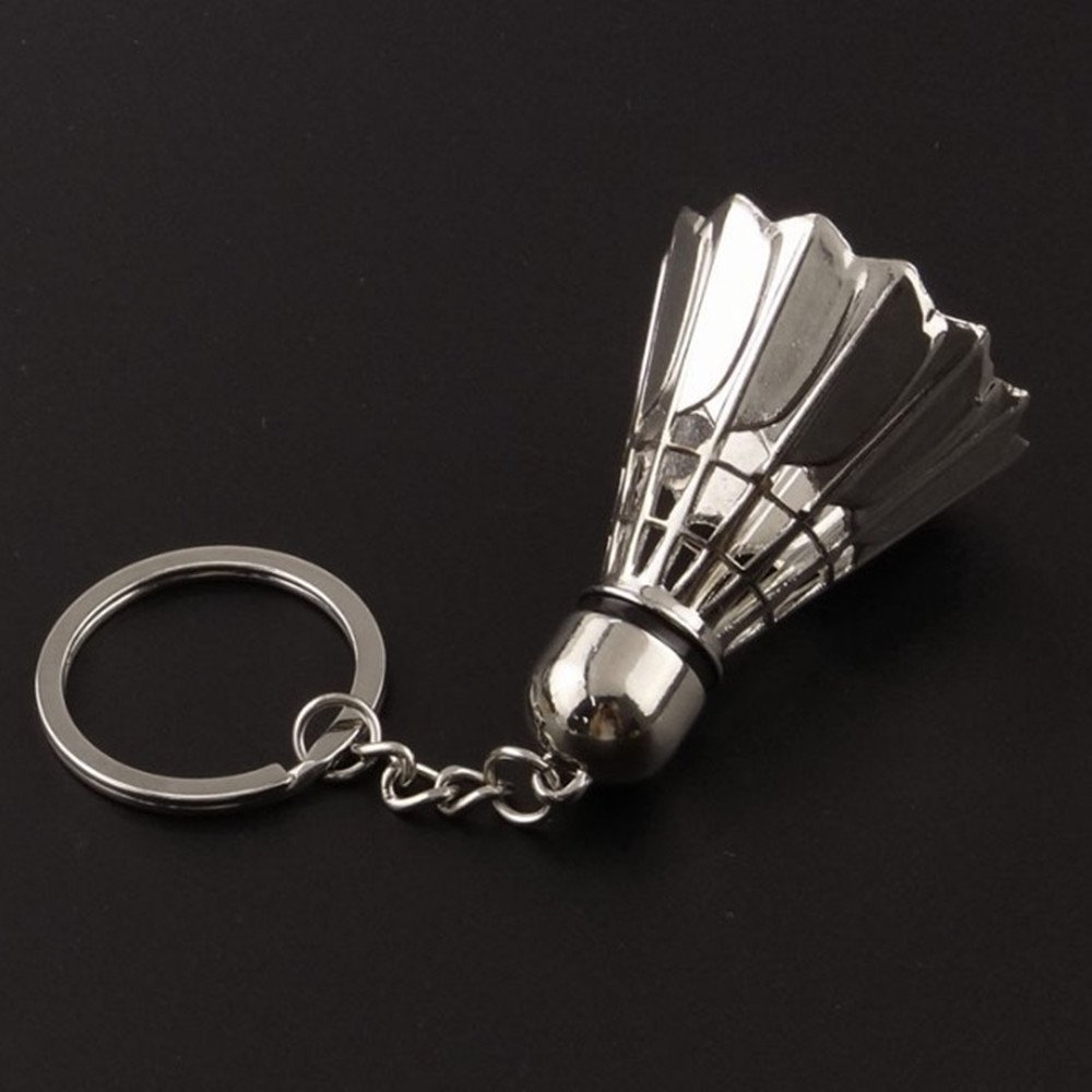 Sports Gift Outdoor Custom 3D Metal Badminton Shaped Pendant Keychain