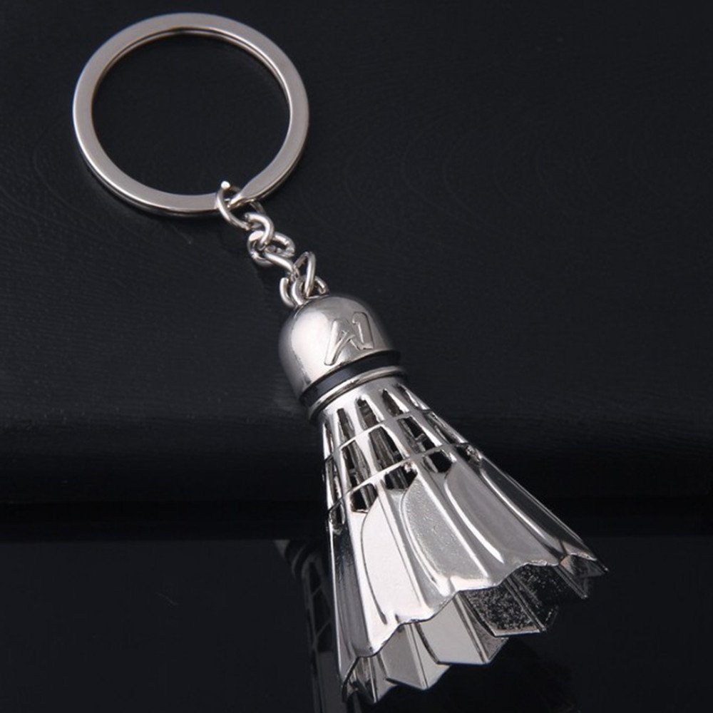 Sports Gift Outdoor Custom 3D Metal Badminton Shaped Pendant Keychain