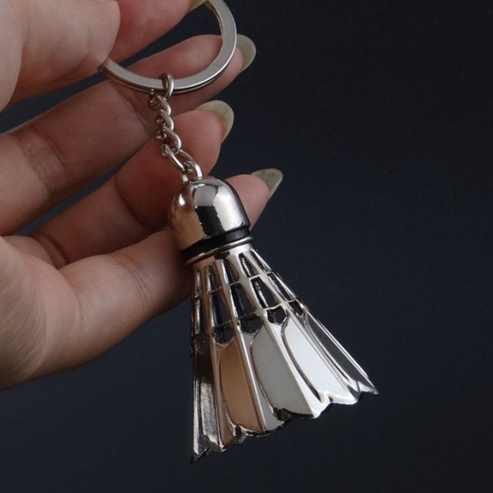 Sports Gift Outdoor Custom 3D Metal Badminton Shaped Pendant Keychain