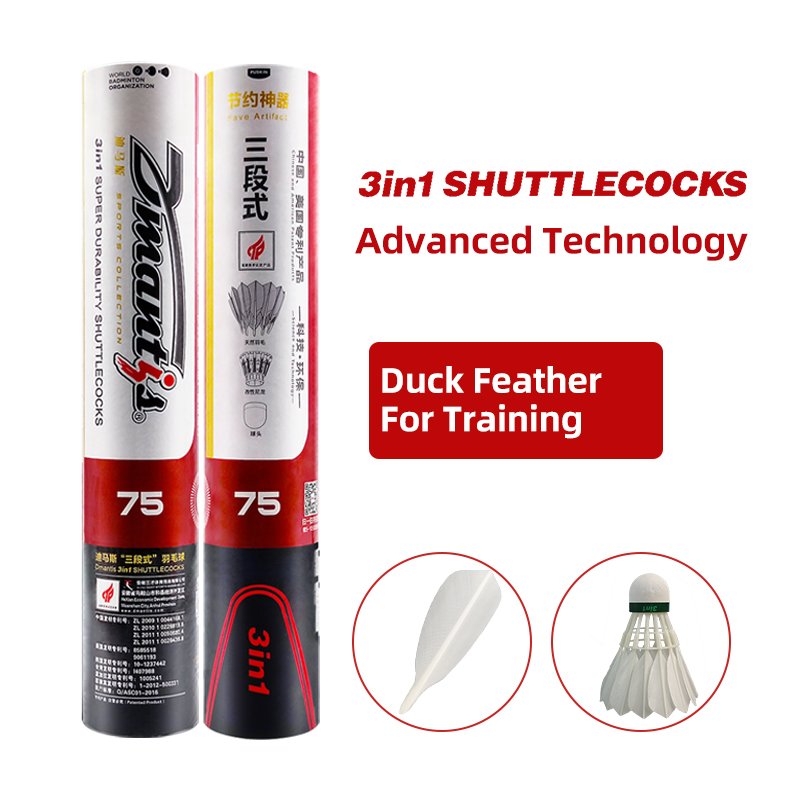 Dmantis D75 3in1 Best-Selling Hybrid Shuttlecock 1st Natural Class Duck Feather OEM Custom Badminton Shuttlecock