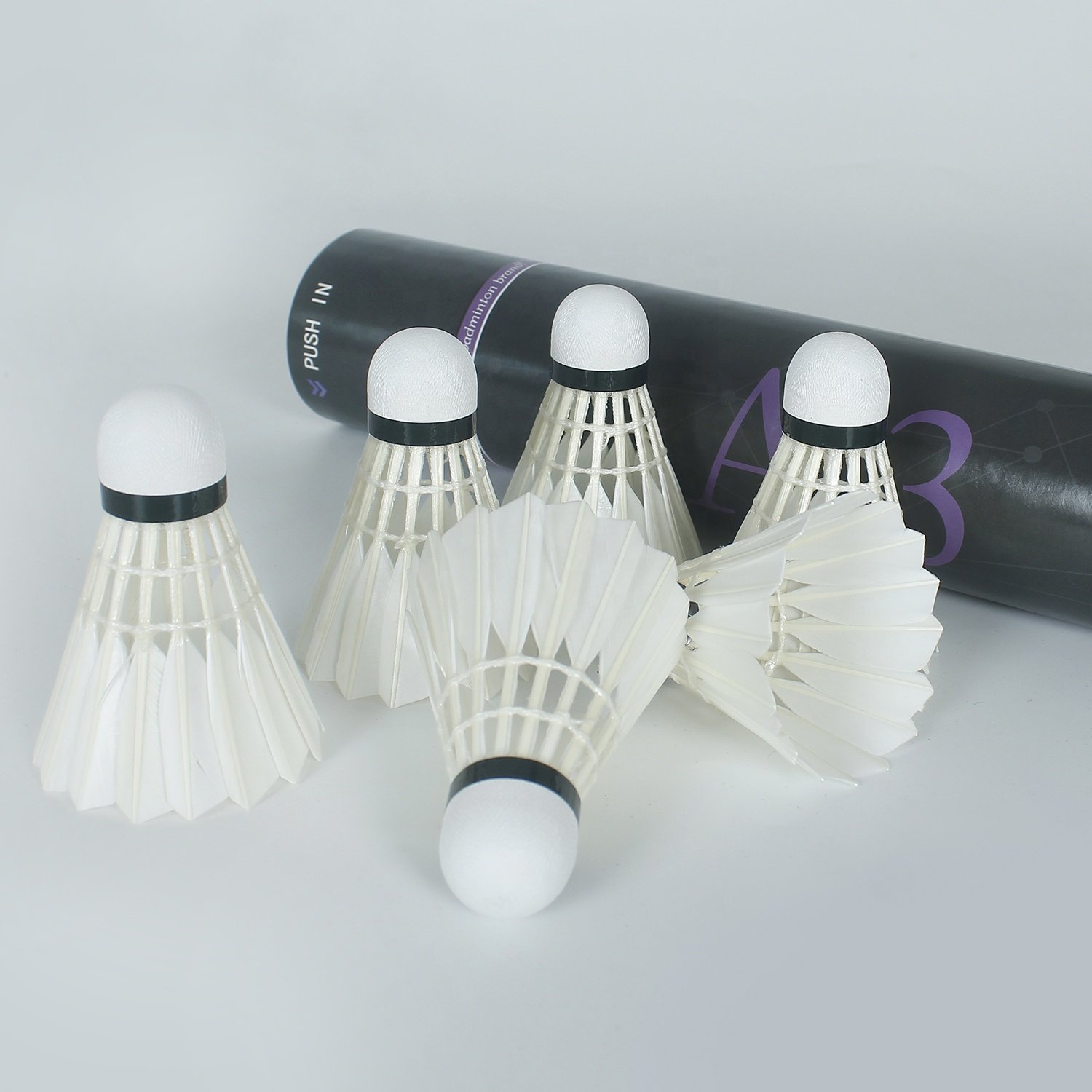Super Cheap Durable Badminton Goose Feather Shuttlecocks With Composite Cork Head For Training