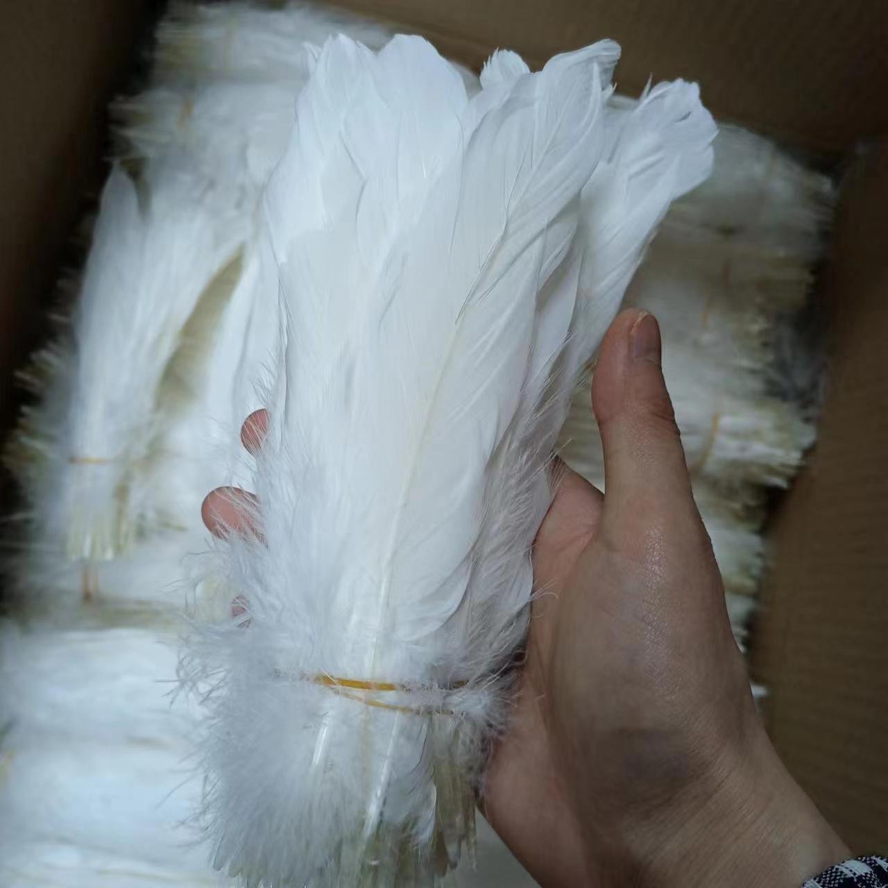 Cheap Natural 6-8'' Goose Feather bulk White decor feathers goose for badminton shuttlecock crafts angel wing cloth costume