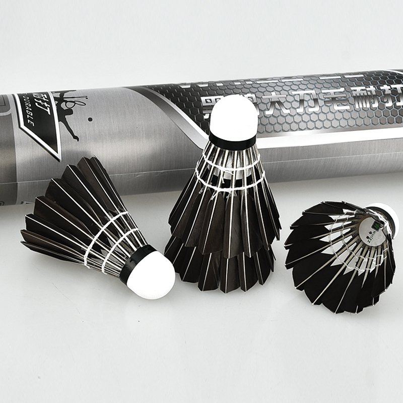 Hot selling Taiwan fiber cork black single side cheap goose feather badminton shuttlecock