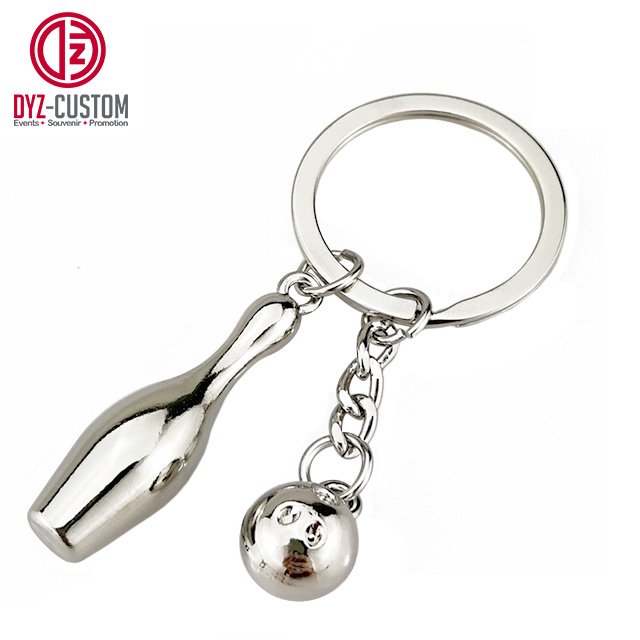 Promotional Mini Badminton Racket Shape Keychain Shuttlecock Metal Keychains