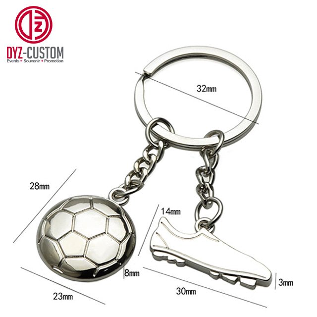 Promotional Mini Badminton Racket Shape Keychain Shuttlecock Metal Keychains