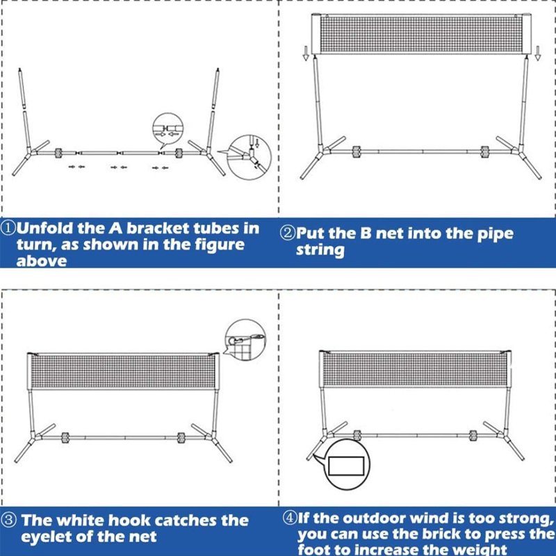Custom Portable Tennis Badminton Outdoor Indoor Foldable Easy Badminton Net With Stand Badminton Net Pole