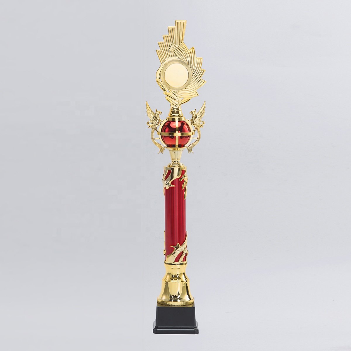 Good Selling AD73 Universal Custom-made Plastic Trophy Award with Red Fire Star Patterns Blank Badge