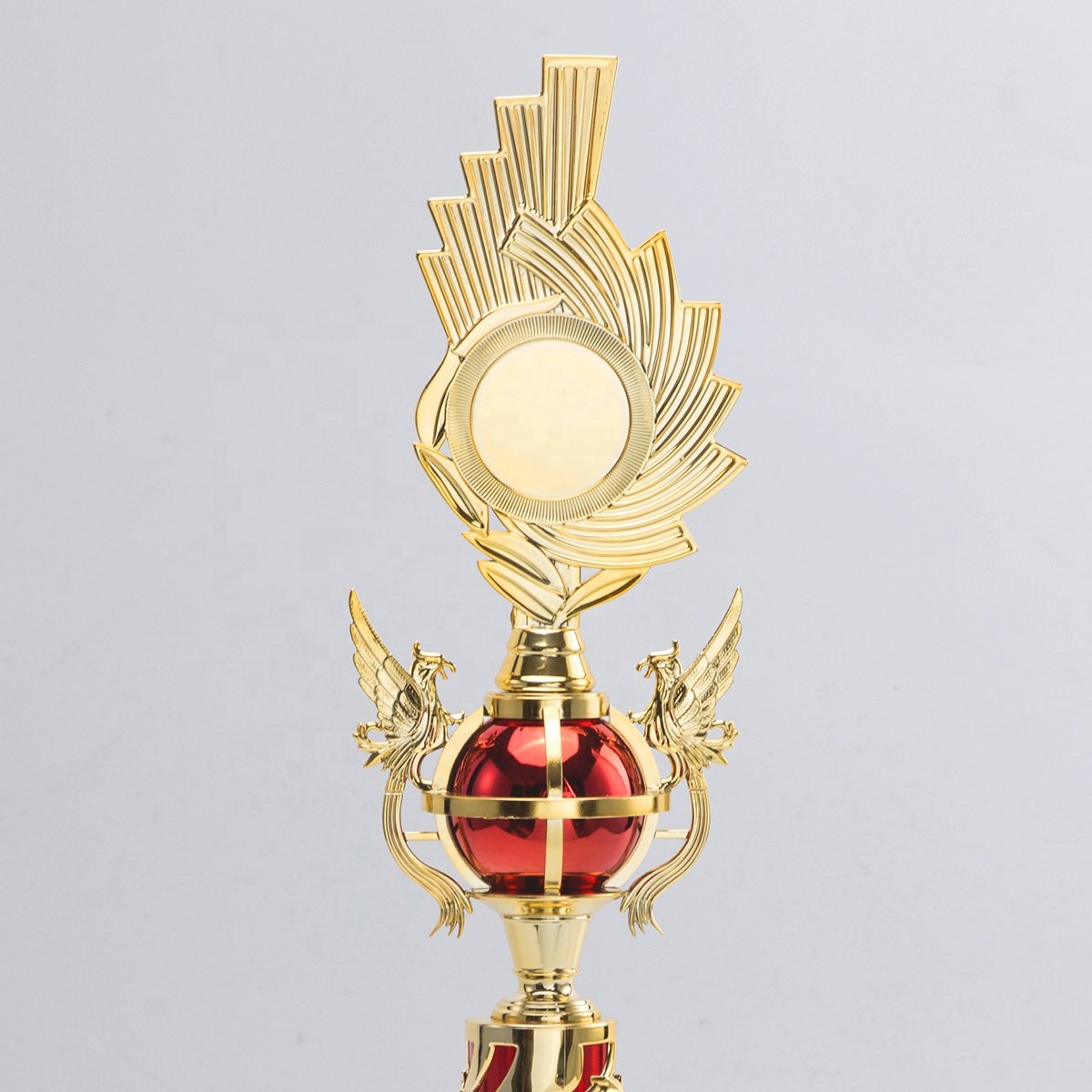 Good Selling AD73 Universal Custom-made Plastic Trophy Award with Red Fire Star Patterns Blank Badge