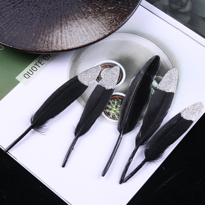 Wholesale High Quality Golden Tipped Goose Feather 4-6inch plumas 10-15cm For craft Jewelry DIY
