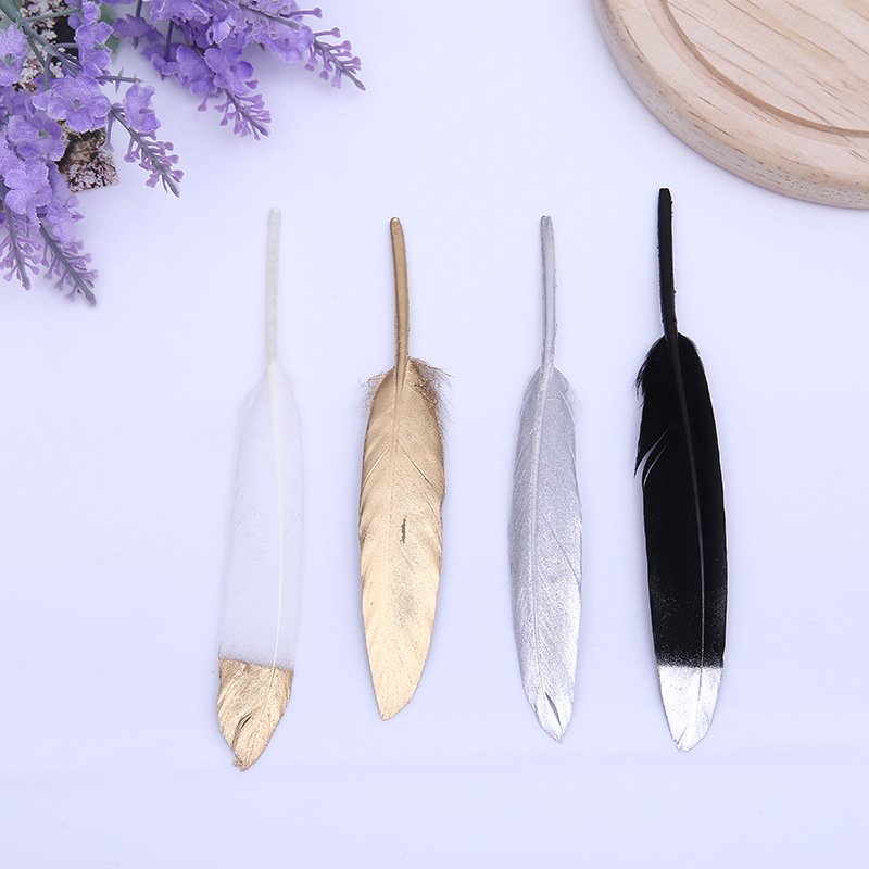 Wholesale High Quality Golden Tipped Goose Feather 4-6inch plumas 10-15cm For craft Jewelry DIY