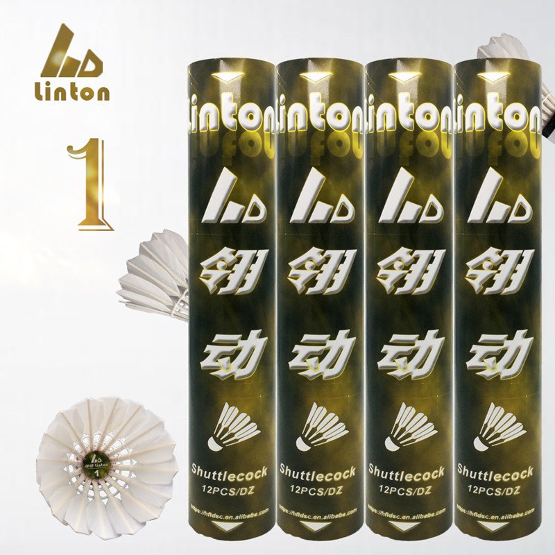 Anhui Linton durable quality as brand custom logo duck feather badminton shuttlecock