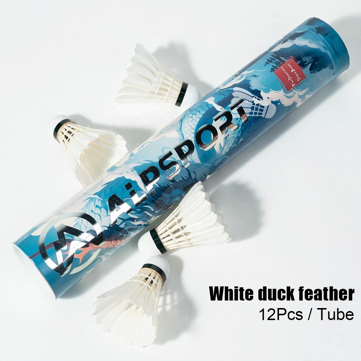 SSS-01 Goose Feather Badminton Shuttlecocks 12pcs/Tube Dragon Design Stable&Durability Speed 77 for Outdoor Indoor Sport