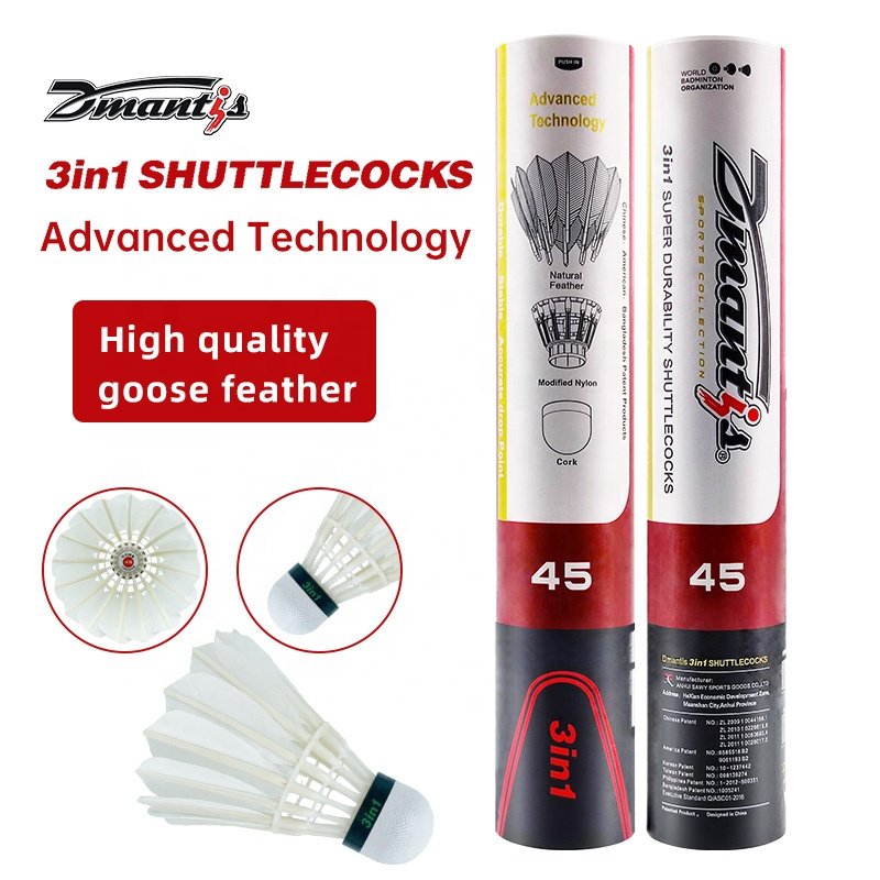 Dmantis Pack of 12 High-Speed Goose Feather Badminton Shuttlecocks Stable and Sturdy Bulu Angsa Shuttlecock