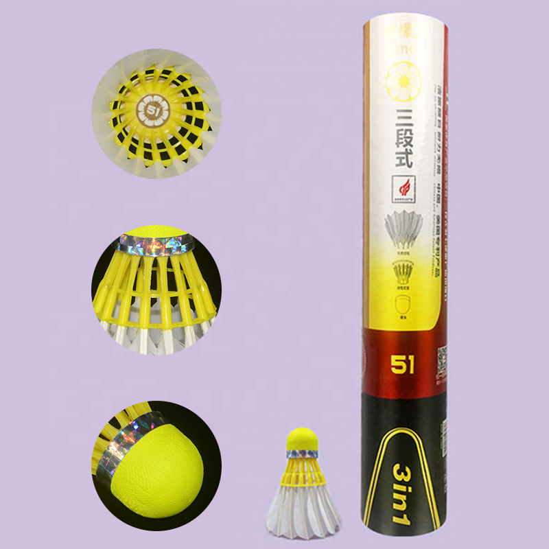 Durable Goose Feather Shuttlecock Badminton Hybrid Hot Sale Factory Direct Supply for Badminton Training Yellow Color Shuttles