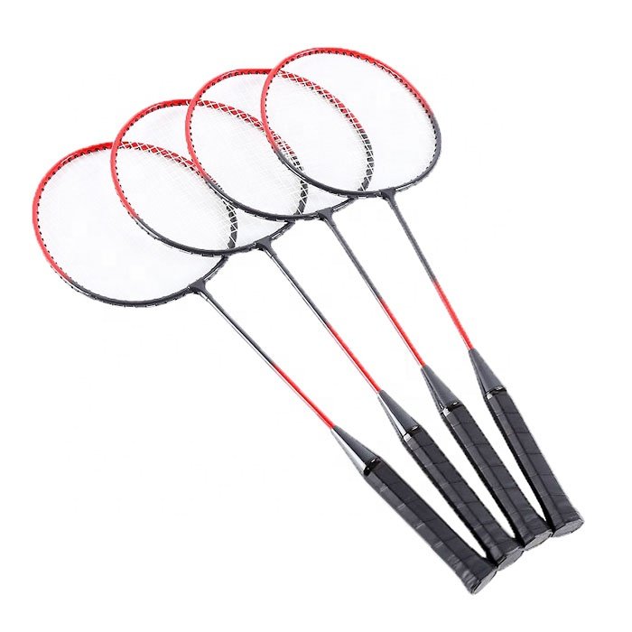 Many Sports Iron Badminton Set with T Joint 4 Racket +3 Shuttlecocks+Net For Entertainment