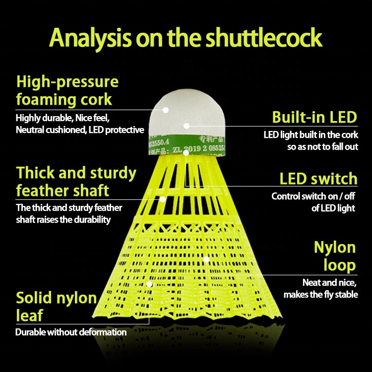 Wholesale Nylon Badminton Shuttlecock Play Anytime LED Lighting Nylon Badminton Shuttlecock for Playing Badminton