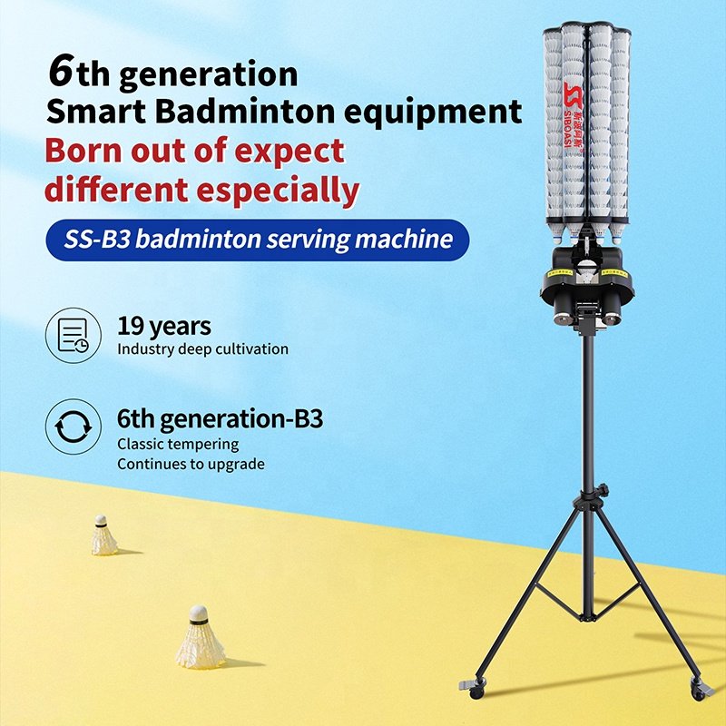 New SIBOASI B3 Automatic Badminton Training Machine Shuttlecock Shooting Machine Badminton Machine Feeder