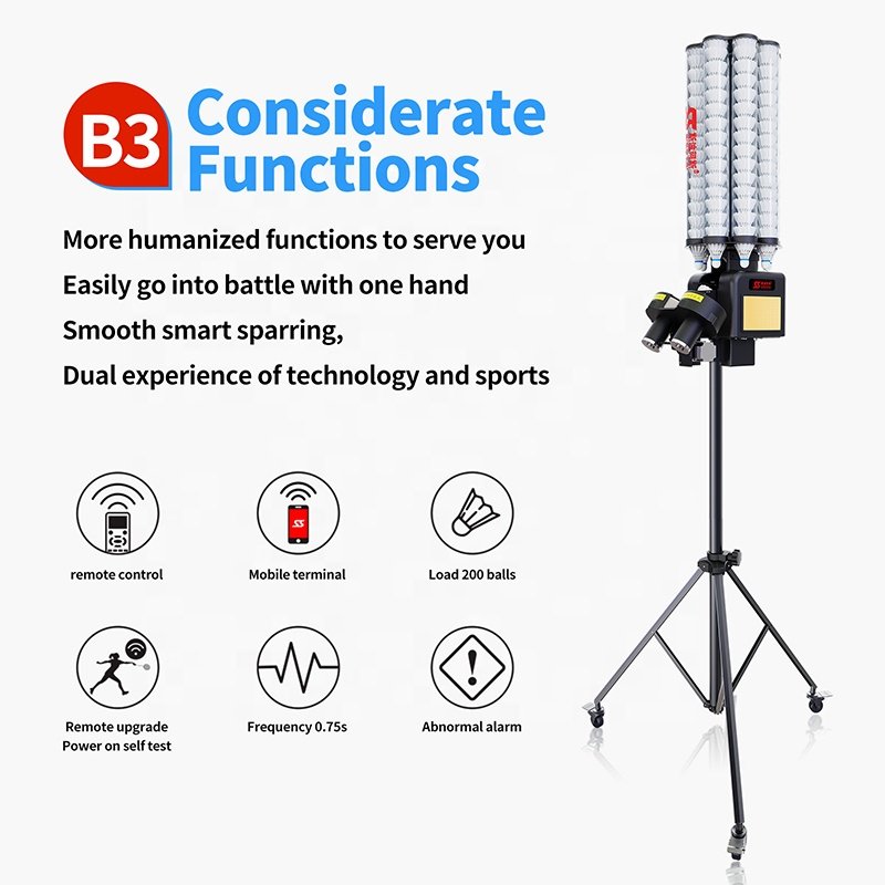 New SIBOASI B3 Automatic Badminton Training Machine Shuttlecock Shooting Machine Badminton Machine Feeder