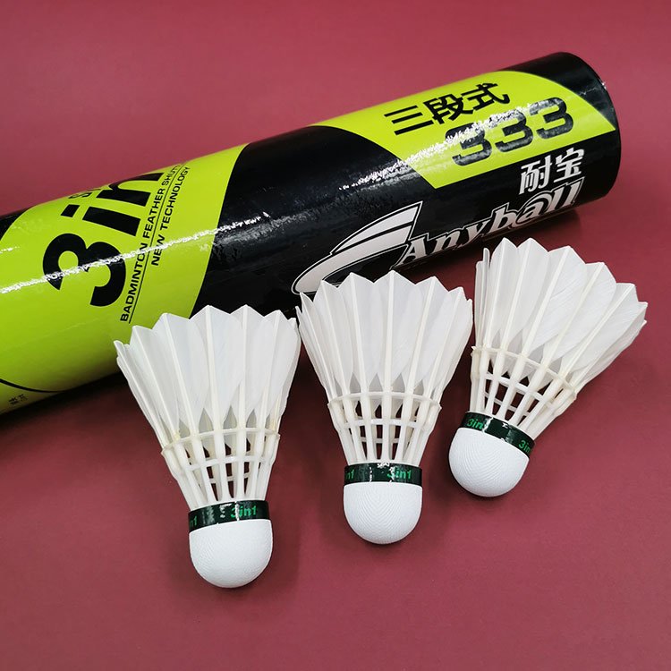 Anyball 333 Durable Badminton Items High Quality Feather 3in1 Badminton Shuttlecock Super Cost Performance Badminton Shuttlecock