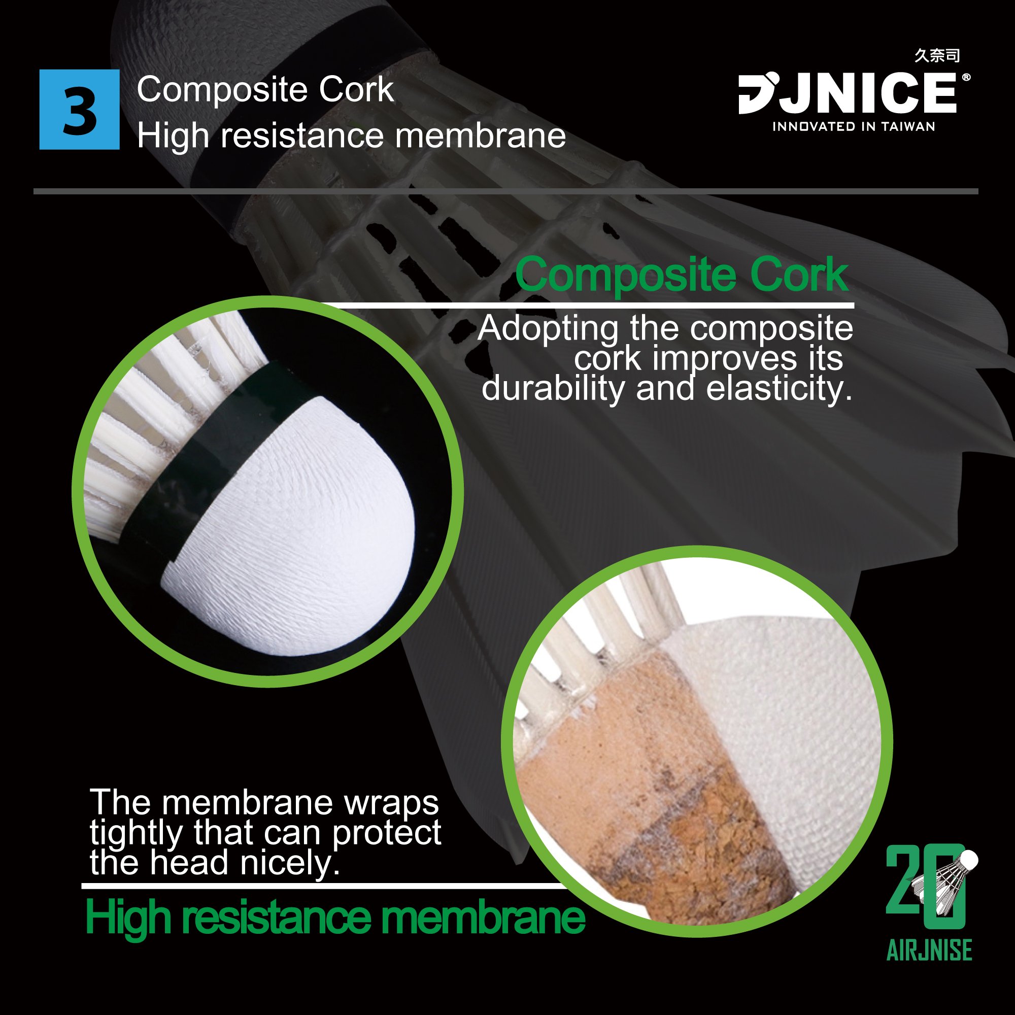 JNICE AJ-20 1st Grade Straight Goose Feather Badminton Shuttlecock Shuttlecock
