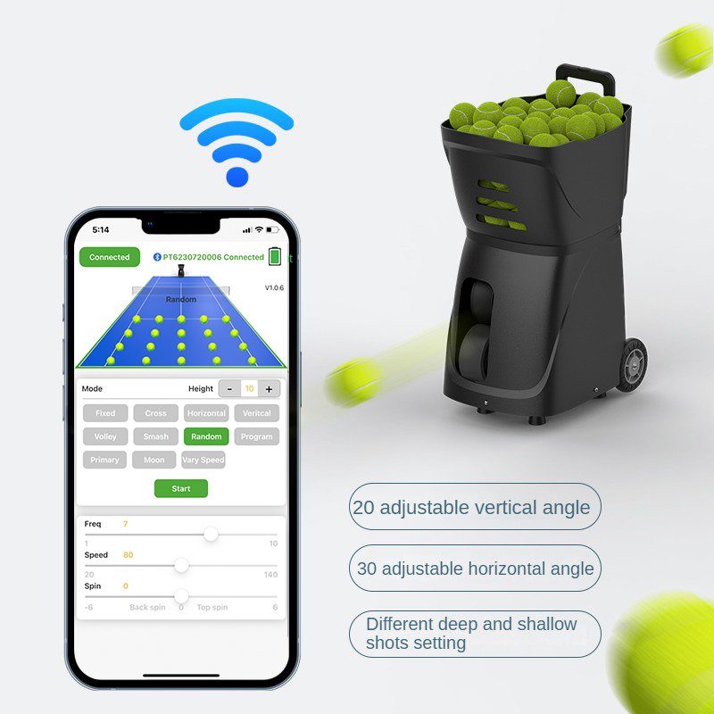2024 New Product Tennis Ball Throwing Machine Portable Automatic Ball Throwing Training Machine PT-smart