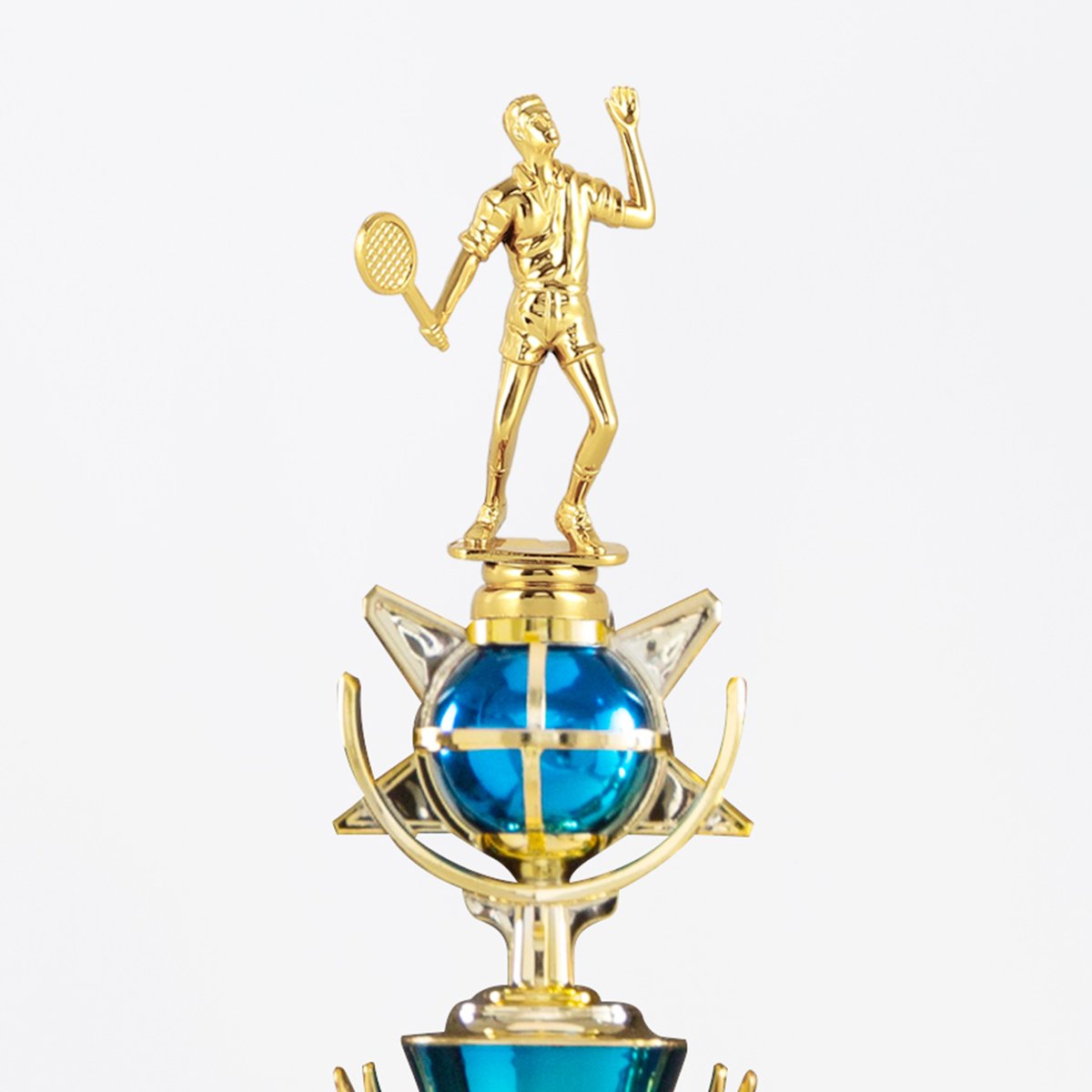 High Quality Badminton Championship Trophies Blue Golden Design UV Printing ABS Well-Sold Award RZ09