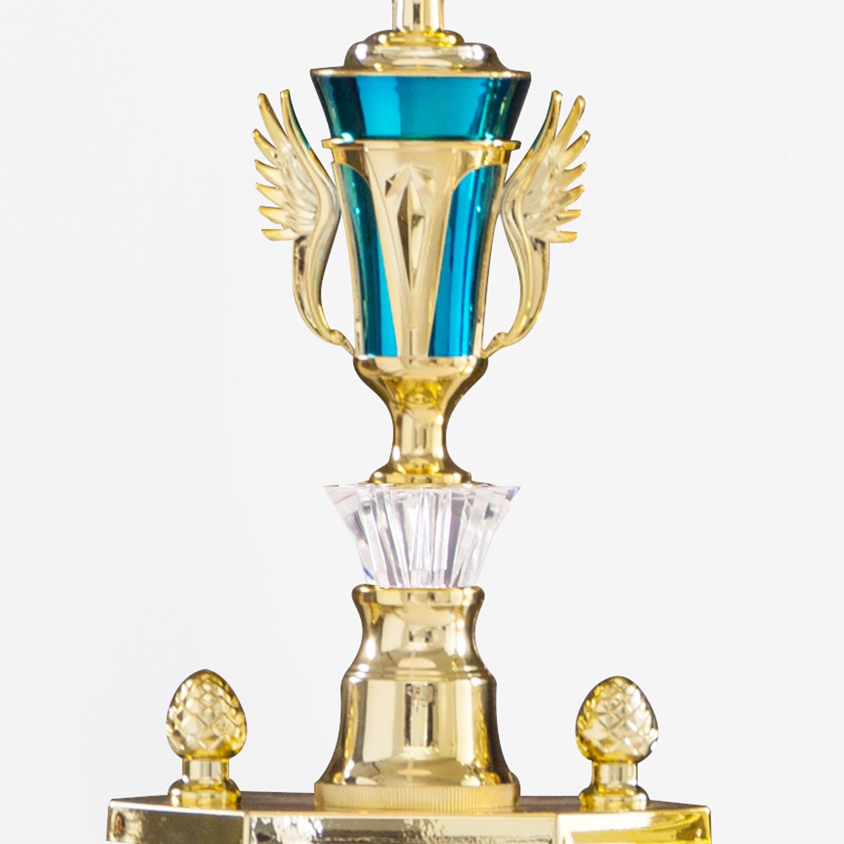 High Quality Badminton Championship Trophies Blue Golden Design UV Printing ABS Well-Sold Award RZ09