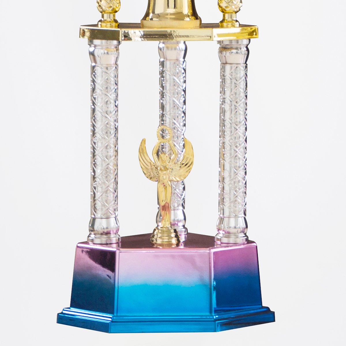 High Quality Badminton Championship Trophies Blue Golden Design UV Printing ABS Well-Sold Award RZ09