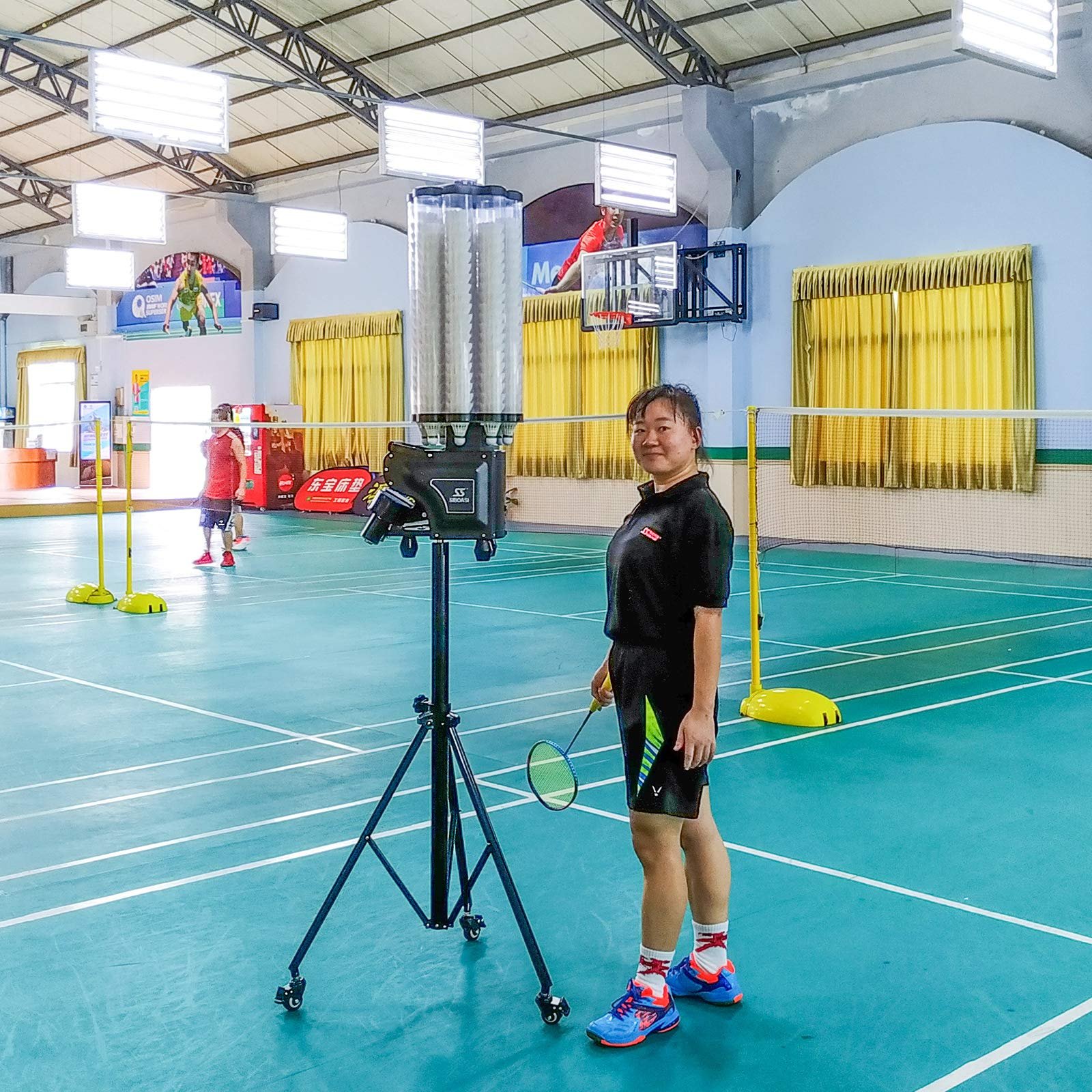 B2000 SIBOASI Badminton Machine Training Automatic Badminton Trainer Practice Device Equipment Shuttlecocks Machine