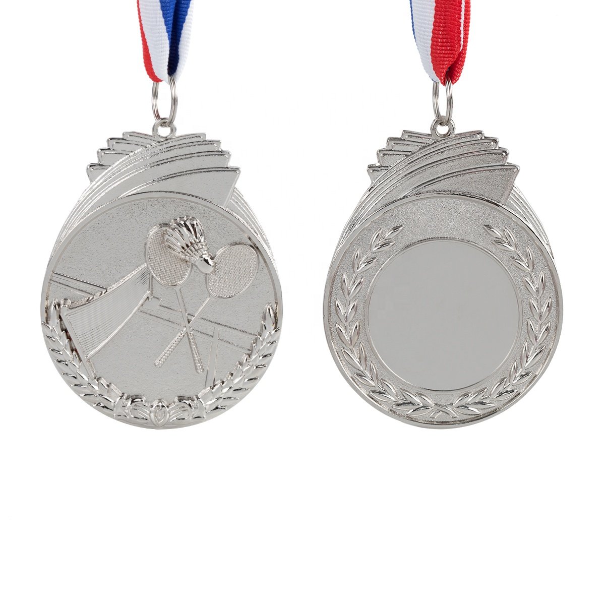 JP0909 Badminton Shuttlecock Zinc Alloy Engraving Personalized Blank Medal with Medal Lanyard for Kids and Students