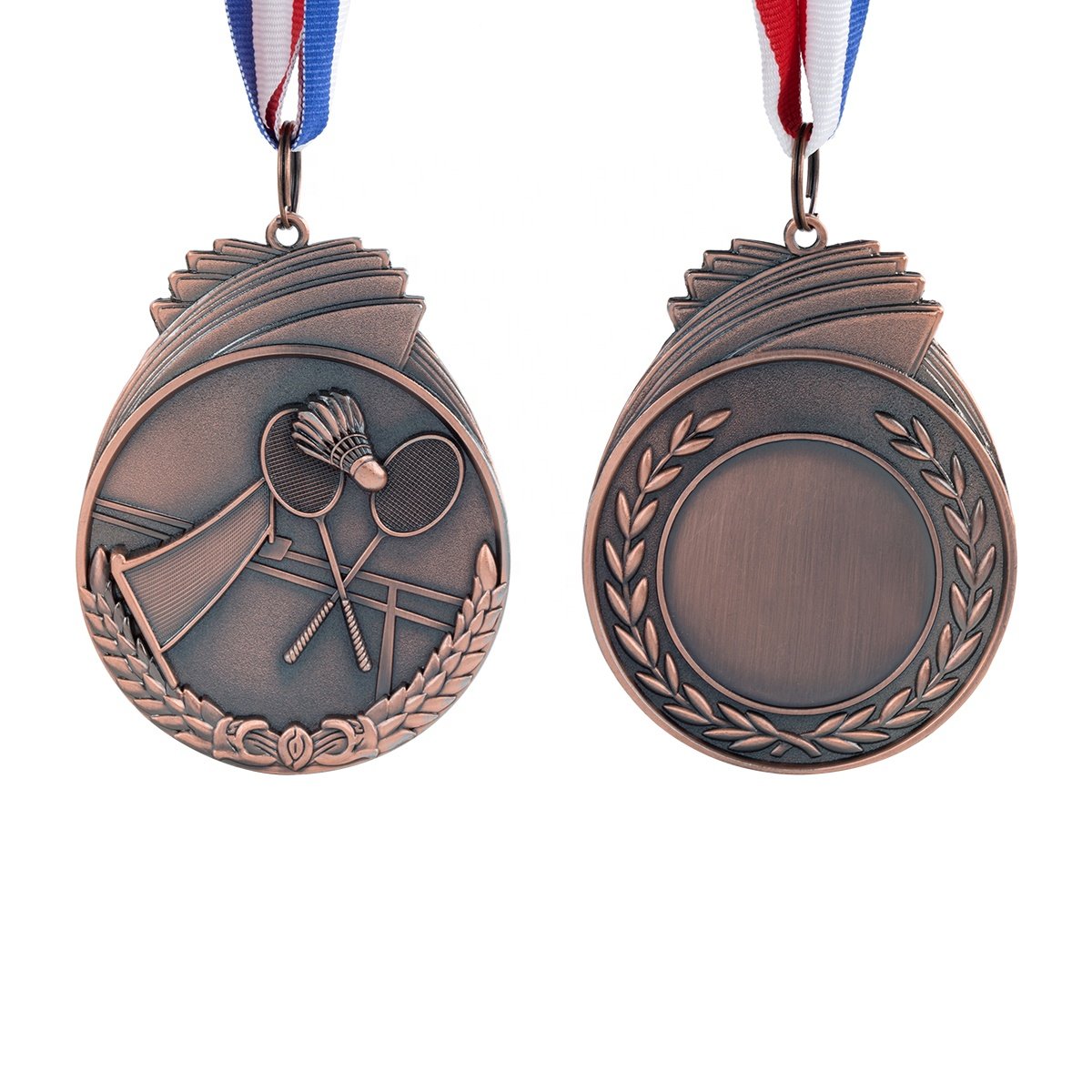 JP0909 Badminton Shuttlecock Zinc Alloy Engraving Personalized Blank Medal with Medal Lanyard for Kids and Students