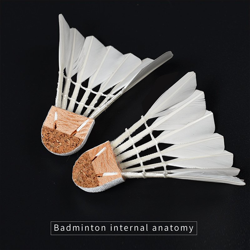 Hot selling pks-15 Taiwan fiber cork white thicker goose feather badminton shuttlecock