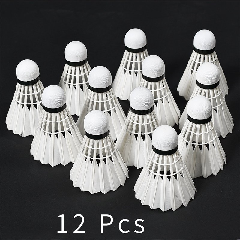 Hot selling pks-15 Taiwan fiber cork white thicker goose feather badminton shuttlecock