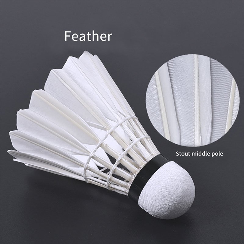 Hot selling pks-15 Taiwan fiber cork white thicker goose feather badminton shuttlecock