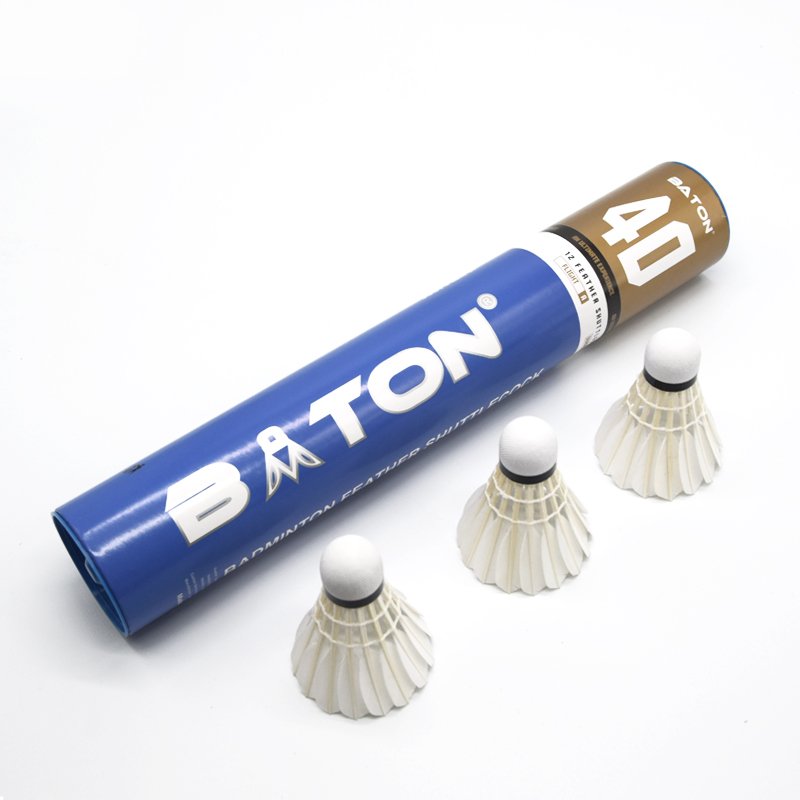High quality Baton 40 Blue Packaging Durable Goose Feather Badminton Shuttlecock Hot Sale In Thailand