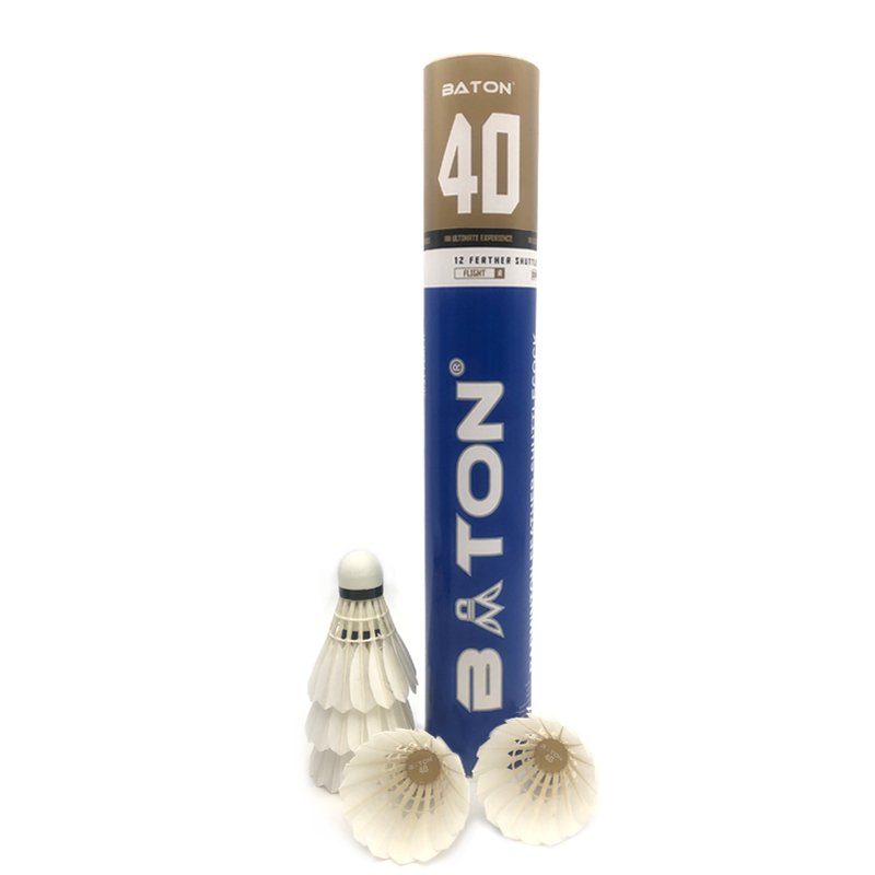 High quality Baton 40 Blue Packaging Durable Goose Feather Badminton Shuttlecock Hot Sale In Thailand