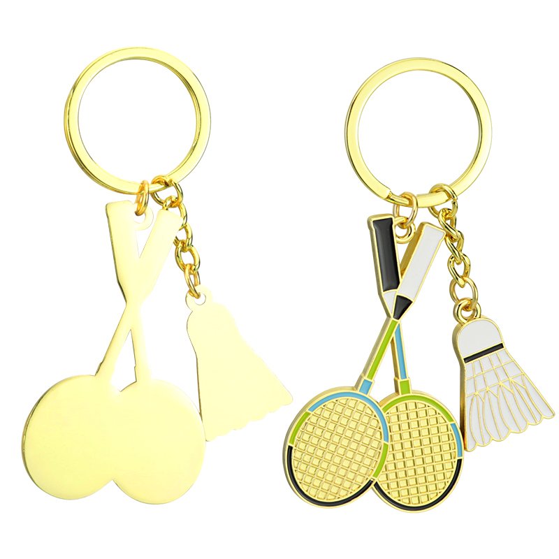 Creative Simulation Badminton Keychain Table Tennis Sports Club Souvenir Badminton Pendant Racket Wallet Key Clip Accessories