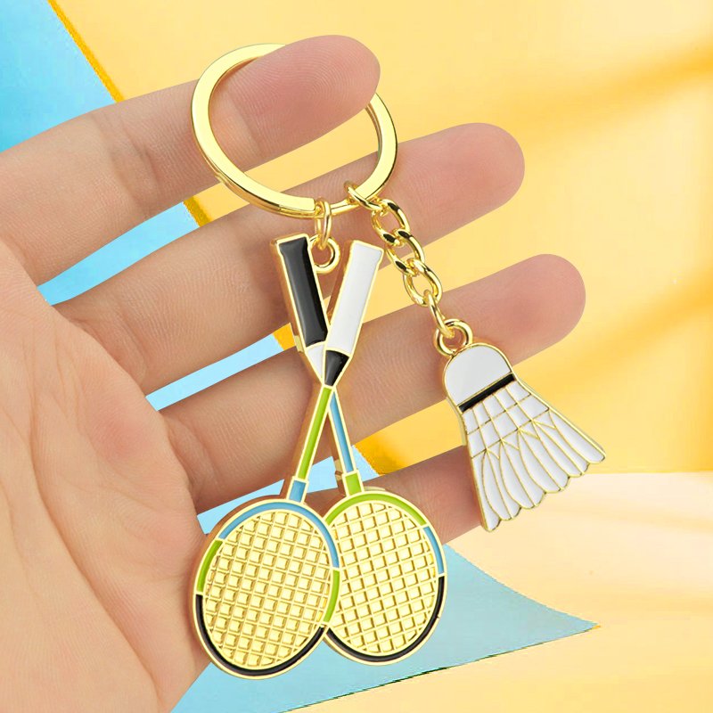 Creative Simulation Badminton Keychain Table Tennis Sports Club Souvenir Badminton Pendant Racket Wallet Key Clip Accessories