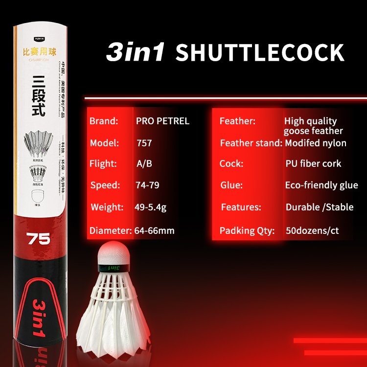 Tournament Badminton shuttlecock Duck Feather with Great Stability and Durability, High Speed Badminton Birdies