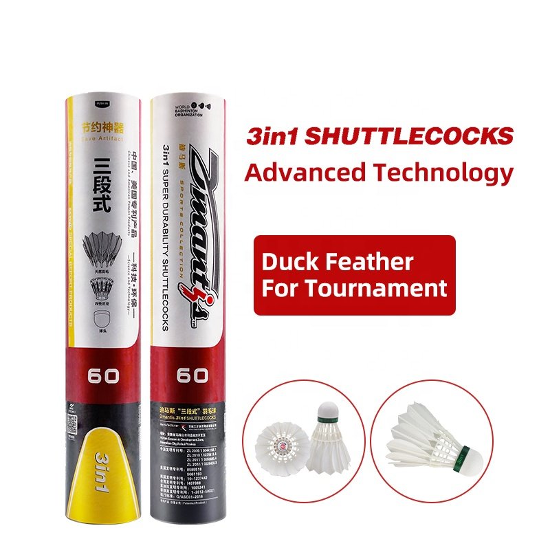 Durable and Stable Dmantis D60 model Hybrid 3in1 Badminton Shuttlecock 1st Duck Feather professional Training and Competition