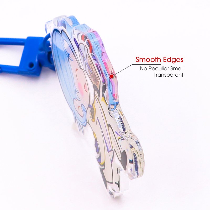 Customized Design Cute Cartoon Printing Promotional Gift Logo Bulk charm hologram Epoxy Clear Acrylic Pendant keychain