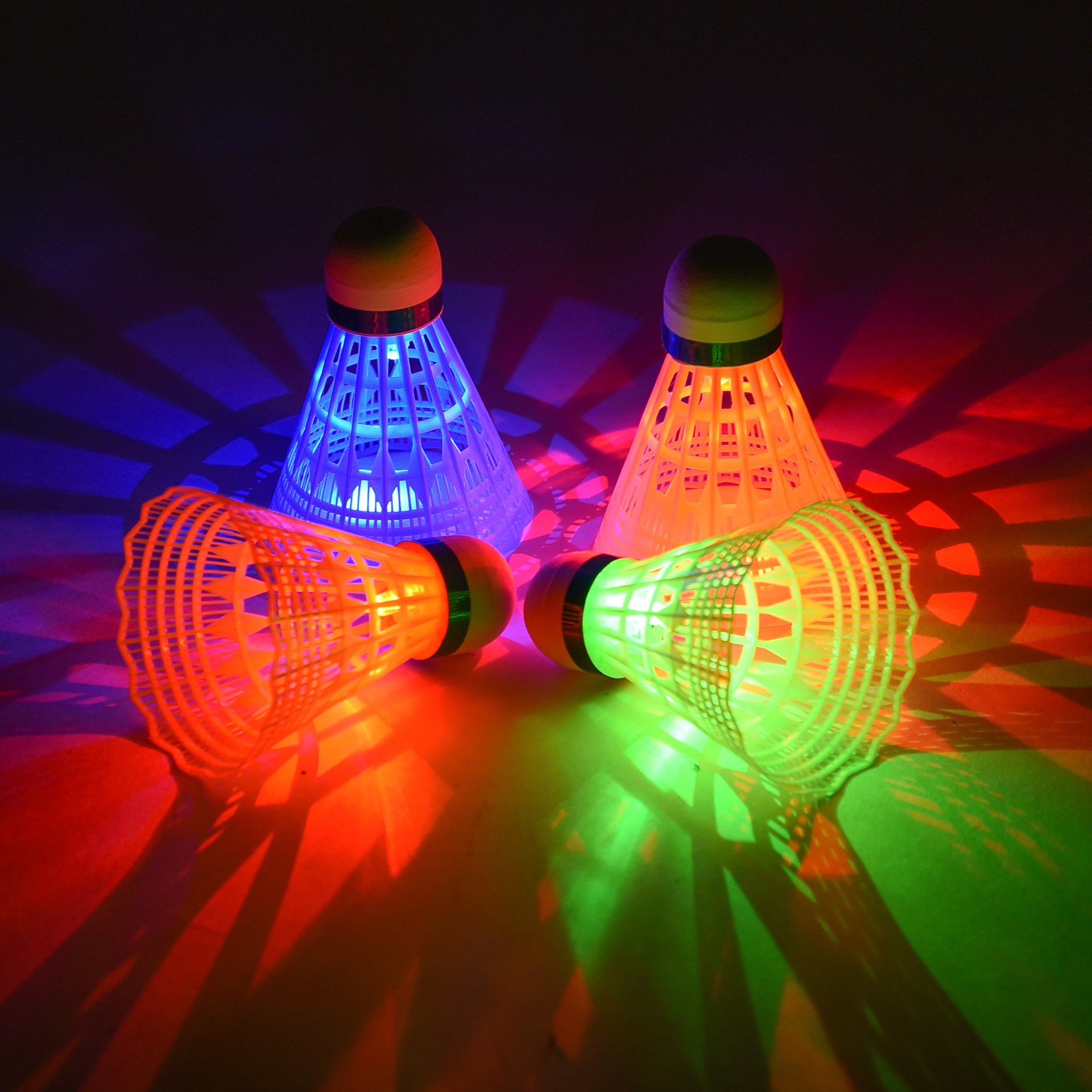 Luminous badminton windproof and resistant plastic nylon ball with light LED night glow ball outdoor training