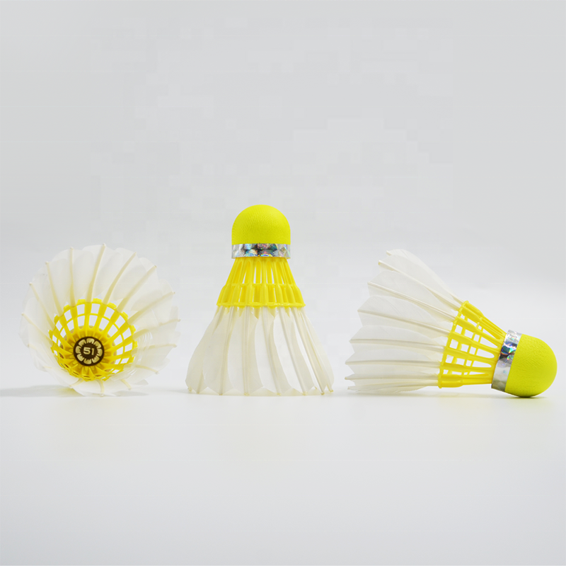 Natural Goose Feather Yellow Fiber Cork Shuttlecocks Badminton Best Selling 3in1 Hybrid Badminton Shuttles