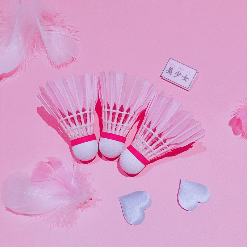 Wholesale Trend Pink Badminton Shuttlecocks Goose Feather Natural Cork Shuttlecock Cheap Practice Shuttlecock 12Pcs Pack