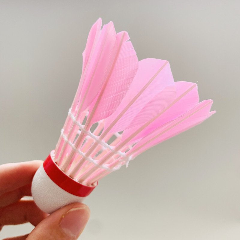 Wholesale Trend Pink Badminton Shuttlecocks Goose Feather Natural Cork Shuttlecock Cheap Practice Shuttlecock 12Pcs Pack