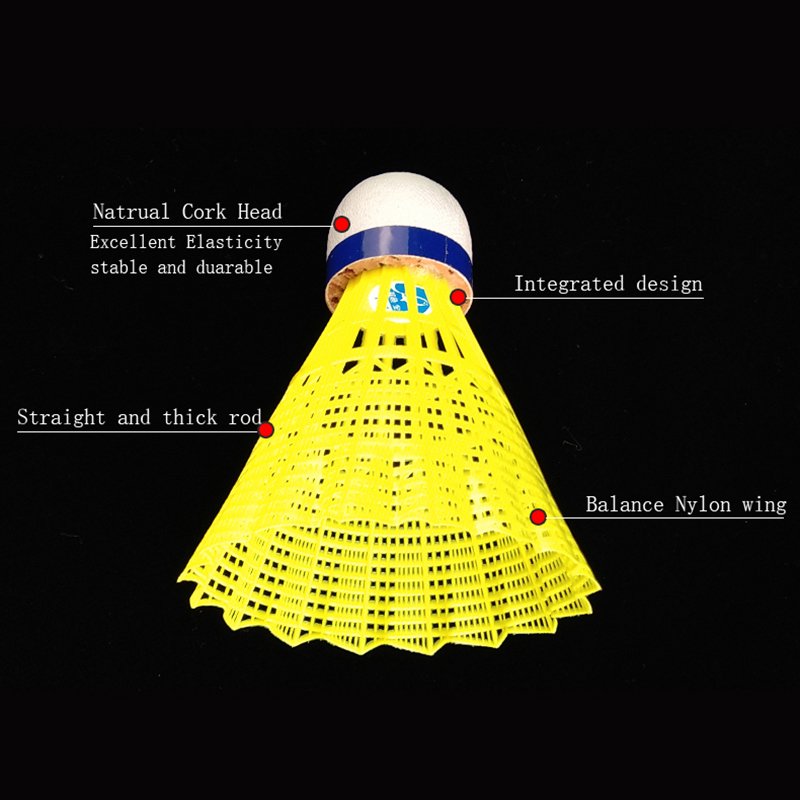 High Quality Natural Cork Head Durable Nylon Badminton Ball Shuttlecocks