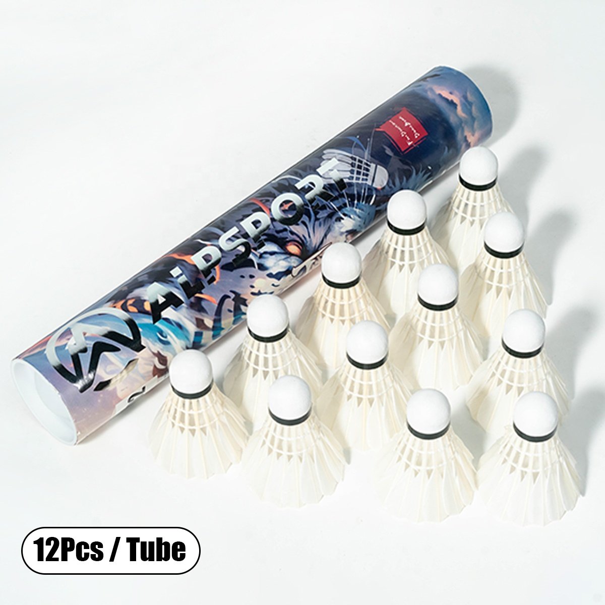 SSS-02 Badminton Balls 12pcs/Tube White Goose Feather High Speed Sandwich Cork for Outdoor Indoor Sport Match Training