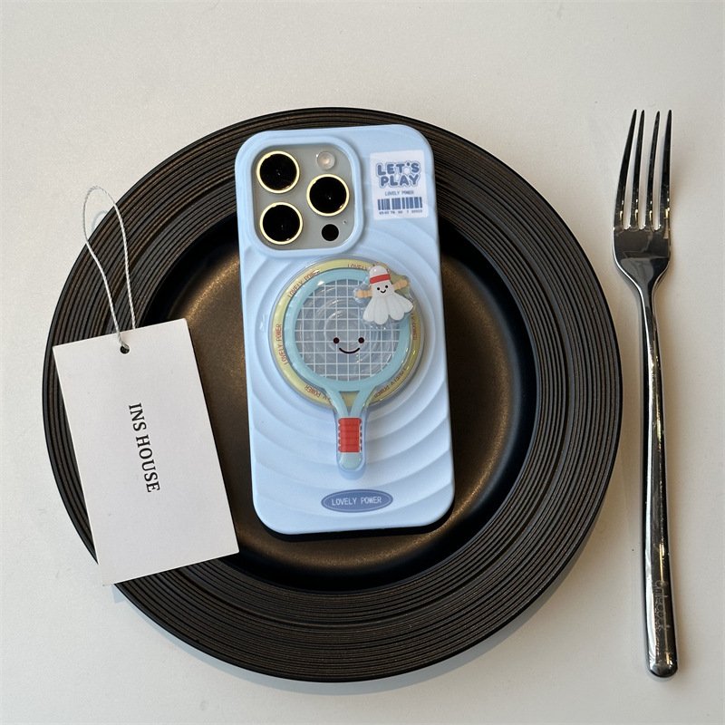 2024 New Fashion Sport Style Magnetic Cover with Badminton Table Tennis Bracket Phone Cases for iPhone 16 15 14 13 12 Pro Max