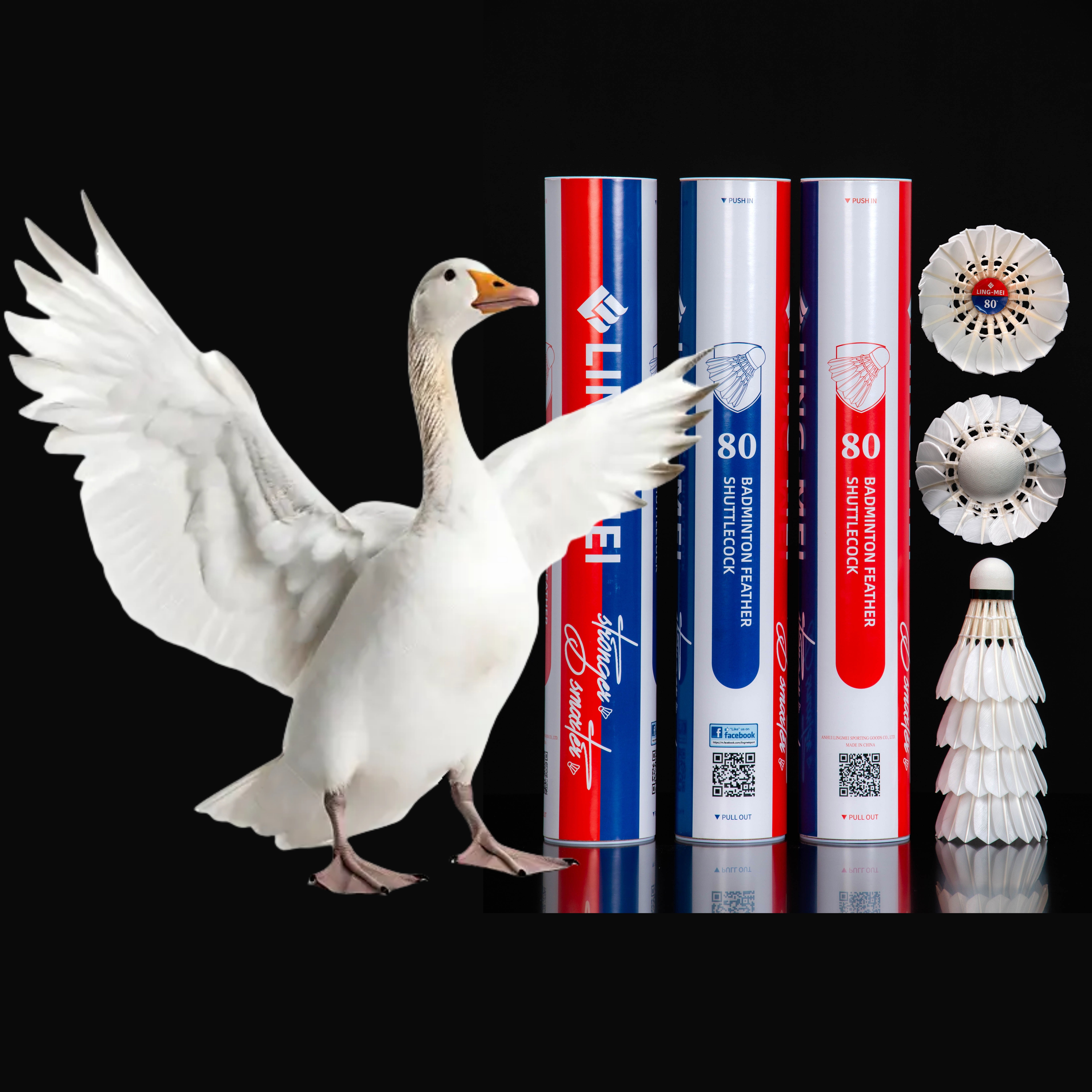 Lingmei 80 Goose Feather Badminton Shuttlecock