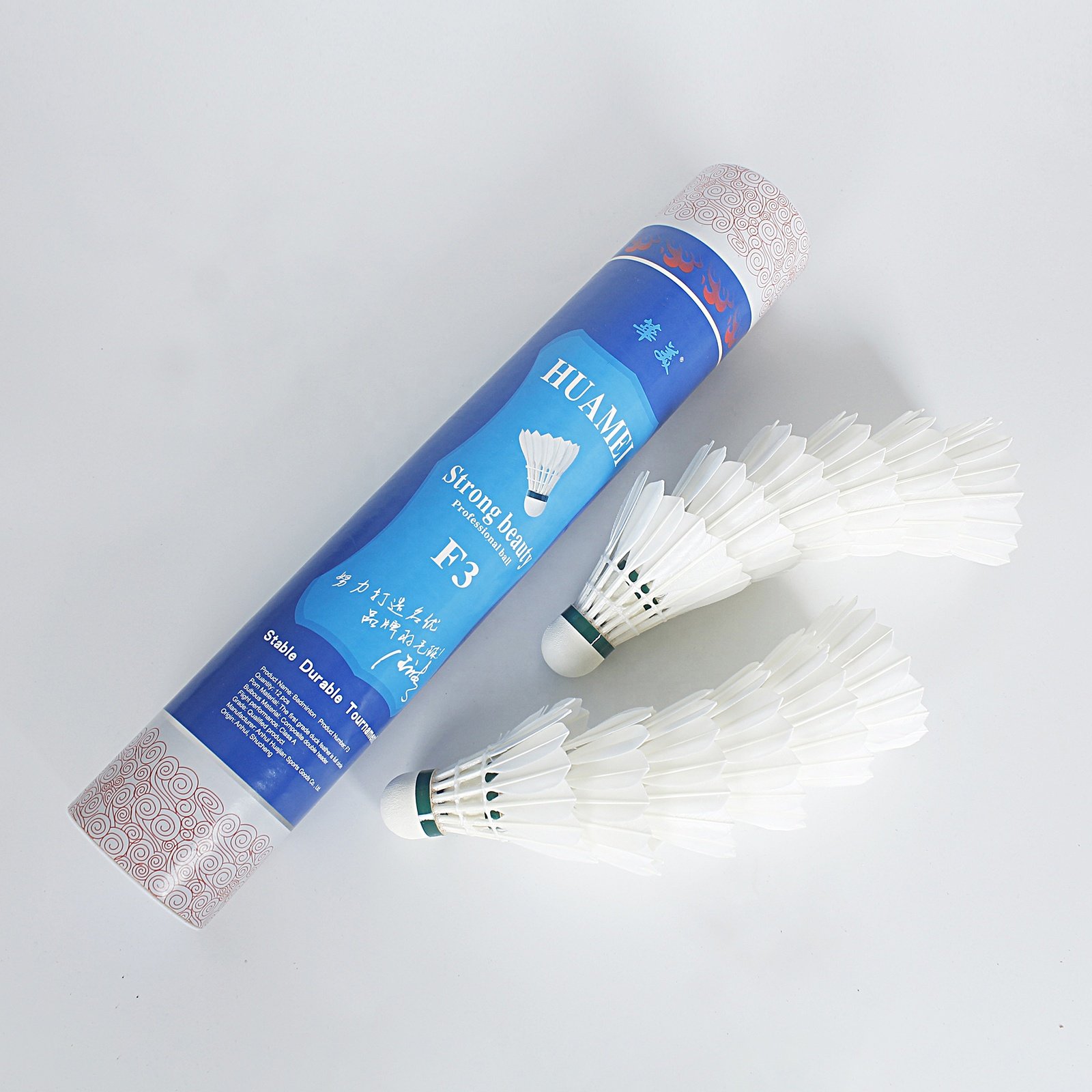 12 White Stable Badminton Shuttlecock With First Grade Duck Feather